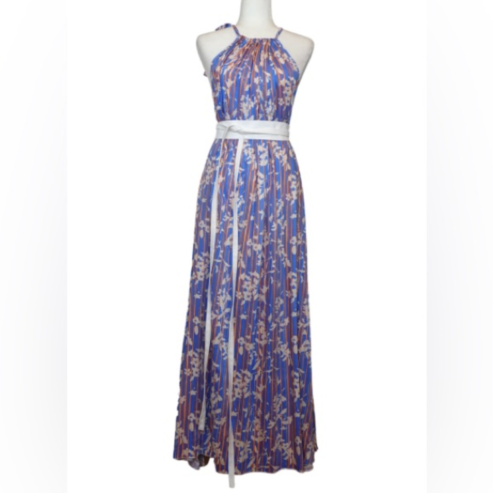 Wear 3 Ways Dress Sleeveless in Blue and Orange Print